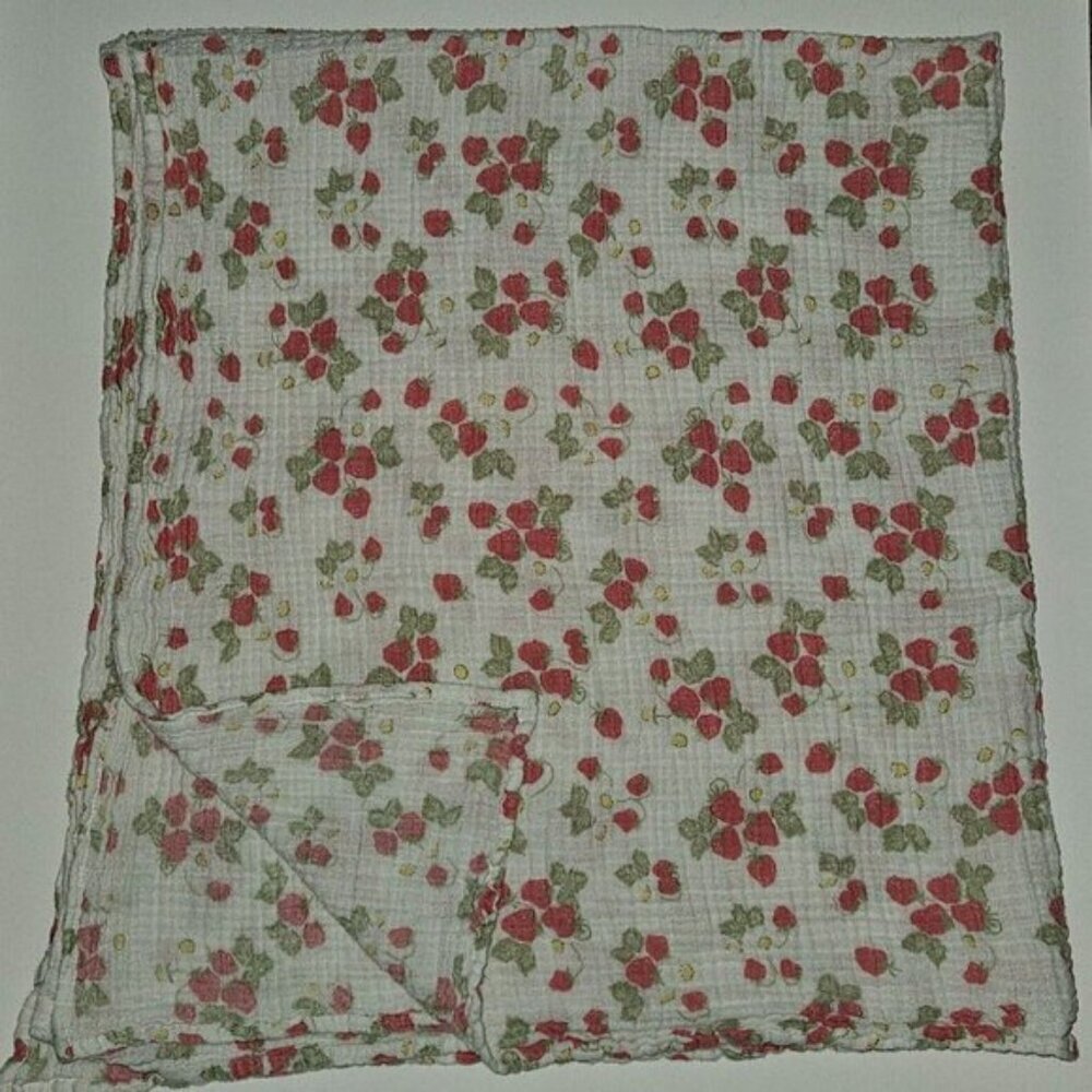 Hudson Baby HB Strawberry Print Muslin 100% Cotton Swaddle Blanket Baby Lovey